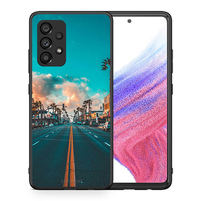 Θήκη Samsung A53 5G City Landscape από τη Smartfits με σχέδιο στο πίσω μέρος και μαύρο περίβλημα | Samsung A53 5G City Landscape case with colorful back and black bezels