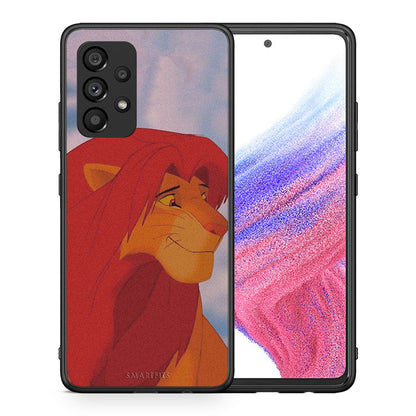 Θήκη Αγίου Βαλεντίνου Samsung A53 5G Lion Love 1 από τη Smartfits με σχέδιο στο πίσω μέρος και μαύρο περίβλημα | Samsung A53 5G Lion Love 1 case with colorful back and black bezels