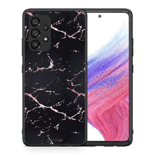 Θήκη Samsung A53 5G Black Rosegold Marble από τη Smartfits με σχέδιο στο πίσω μέρος και μαύρο περίβλημα | Samsung A53 5G Black Rosegold Marble case with colorful back and black bezels