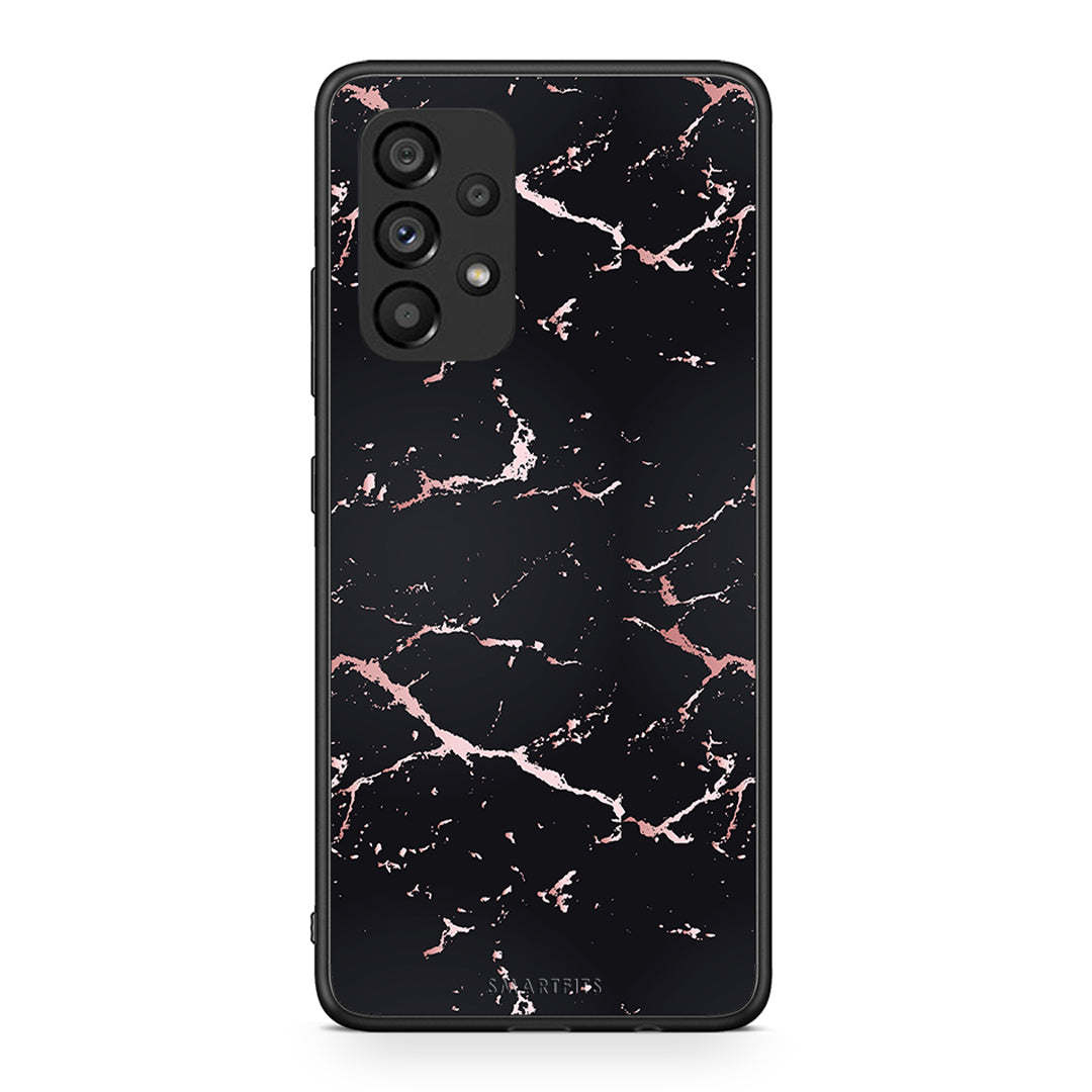 4 - Samsung A53 5G Black Rosegold Marble case, cover, bumper