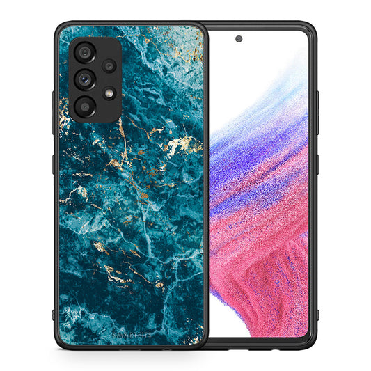 Θήκη Samsung A53 5G Marble Blue από τη Smartfits με σχέδιο στο πίσω μέρος και μαύρο περίβλημα | Samsung A53 5G Marble Blue case with colorful back and black bezels