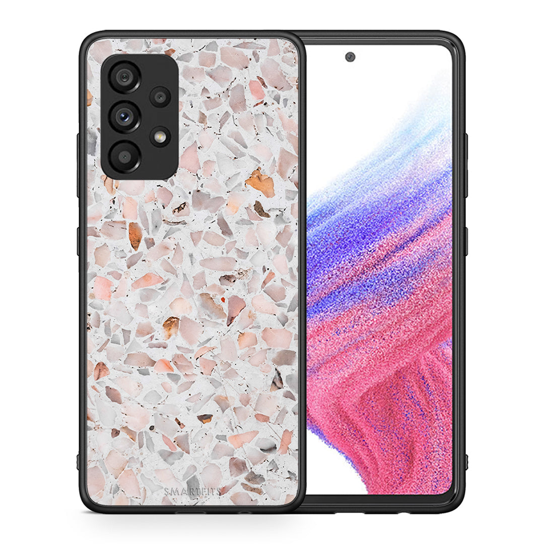 Θήκη Samsung A53 5G Marble Terrazzo από τη Smartfits με σχέδιο στο πίσω μέρος και μαύρο περίβλημα | Samsung A53 5G Marble Terrazzo case with colorful back and black bezels