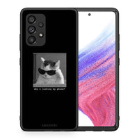 Thumbnail for Θήκη Samsung A53 5G Meme Cat από τη Smartfits με σχέδιο στο πίσω μέρος και μαύρο περίβλημα | Samsung A53 5G Meme Cat case with colorful back and black bezels