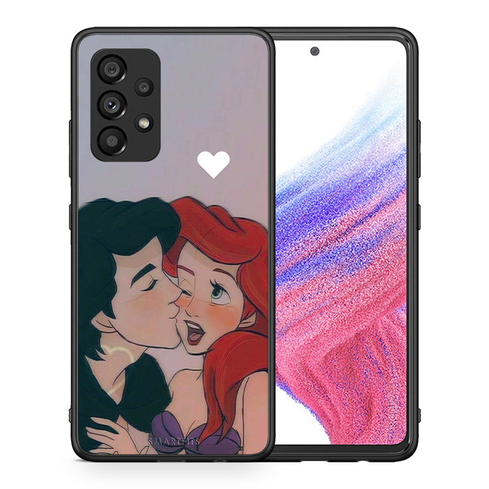 Θήκη Αγίου Βαλεντίνου Samsung A53 5G Mermaid Love από τη Smartfits με σχέδιο στο πίσω μέρος και μαύρο περίβλημα | Samsung A53 5G Mermaid Love case with colorful back and black bezels