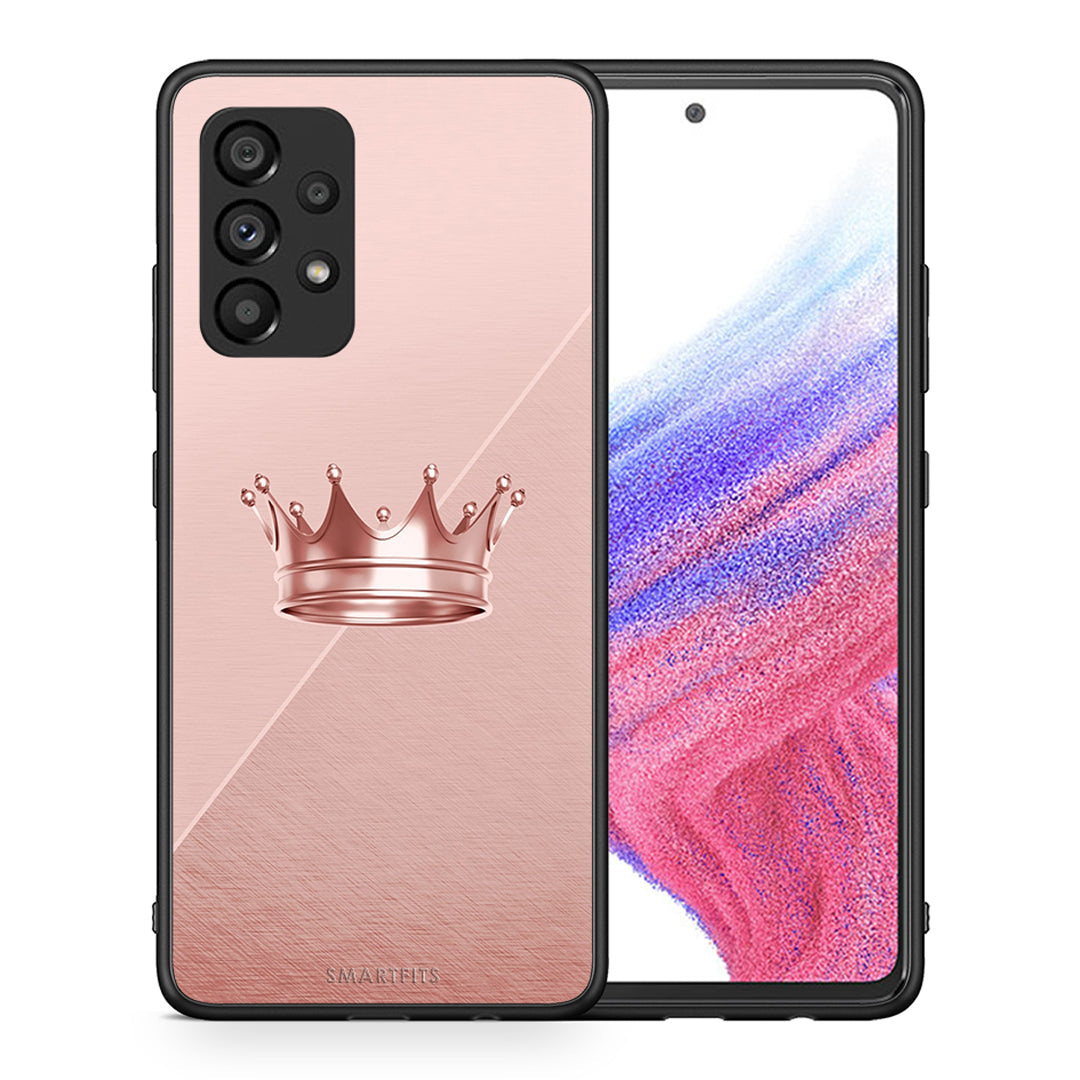 Θήκη Samsung A53 5G Crown Minimal από τη Smartfits με σχέδιο στο πίσω μέρος και μαύρο περίβλημα | Samsung A53 5G Crown Minimal case with colorful back and black bezels