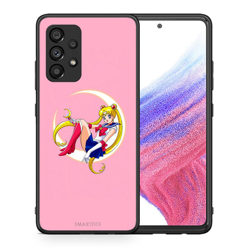 Θήκη Samsung A53 5G Moon Girl από τη Smartfits με σχέδιο στο πίσω μέρος και μαύρο περίβλημα | Samsung A53 5G Moon Girl case with colorful back and black bezels