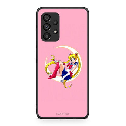 Samsung A53 5G Moon Girl θήκη από τη Smartfits με σχέδιο στο πίσω μέρος και μαύρο περίβλημα | Smartphone case with colorful back and black bezels by Smartfits