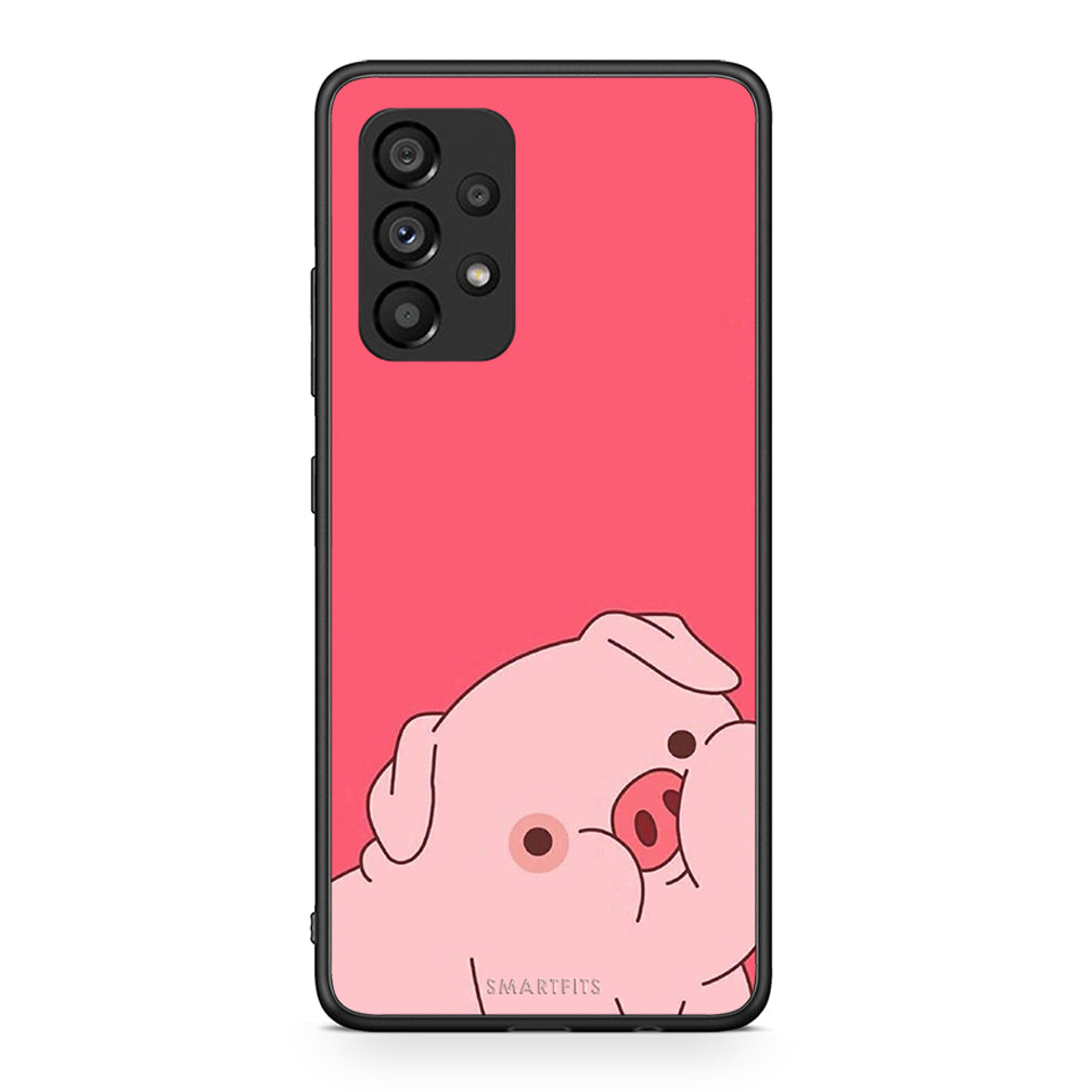 Samsung A53 5G Pig Love 1 Θήκη Αγίου Βαλεντίνου από τη Smartfits με σχέδιο στο πίσω μέρος και μαύρο περίβλημα | Smartphone case with colorful back and black bezels by Smartfits