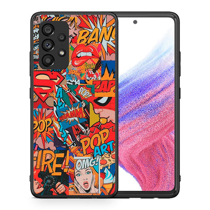 Θήκη Samsung A53 5G PopArt OMG από τη Smartfits με σχέδιο στο πίσω μέρος και μαύρο περίβλημα | Samsung A53 5G PopArt OMG case with colorful back and black bezels