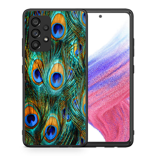 Θήκη Samsung A53 5G Real Peacock Feathers από τη Smartfits με σχέδιο στο πίσω μέρος και μαύρο περίβλημα | Samsung A53 5G Real Peacock Feathers case with colorful back and black bezels