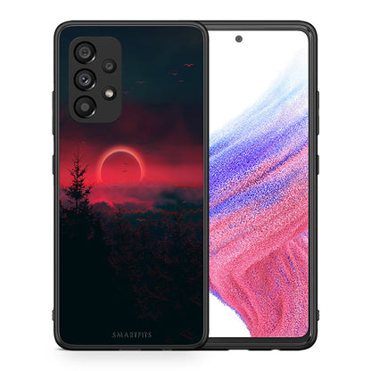 Θήκη Samsung A53 5G Sunset Tropic από τη Smartfits με σχέδιο στο πίσω μέρος και μαύρο περίβλημα | Samsung A53 5G Sunset Tropic case with colorful back and black bezels