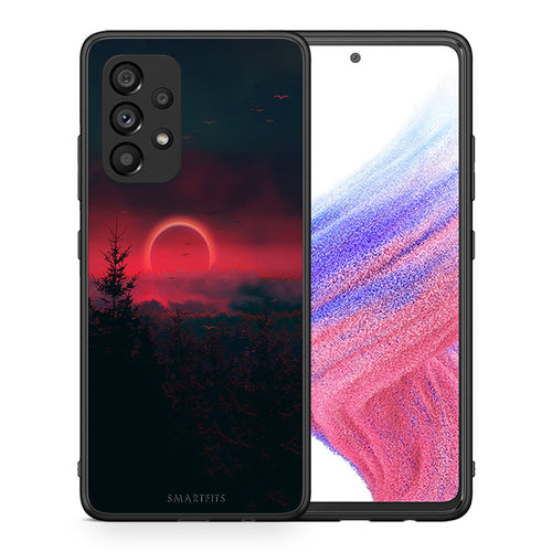 Θήκη Samsung A53 5G Sunset Tropic από τη Smartfits με σχέδιο στο πίσω μέρος και μαύρο περίβλημα | Samsung A53 5G Sunset Tropic case with colorful back and black bezels