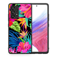Thumbnail for Θήκη Samsung A53 5G Tropical Flowers από τη Smartfits με σχέδιο στο πίσω μέρος και μαύρο περίβλημα | Samsung A53 5G Tropical Flowers case with colorful back and black bezels