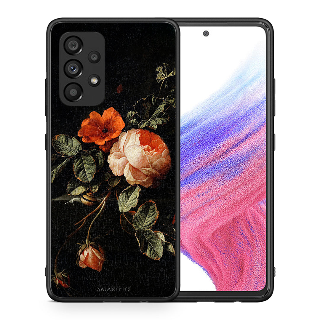 Θήκη Samsung A53 5G Vintage Roses από τη Smartfits με σχέδιο στο πίσω μέρος και μαύρο περίβλημα | Samsung A53 5G Vintage Roses case with colorful back and black bezels