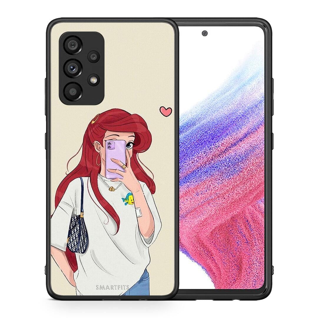Θήκη Samsung A53 5G Walking Mermaid από τη Smartfits με σχέδιο στο πίσω μέρος και μαύρο περίβλημα | Samsung A53 5G Walking Mermaid case with colorful back and black bezels