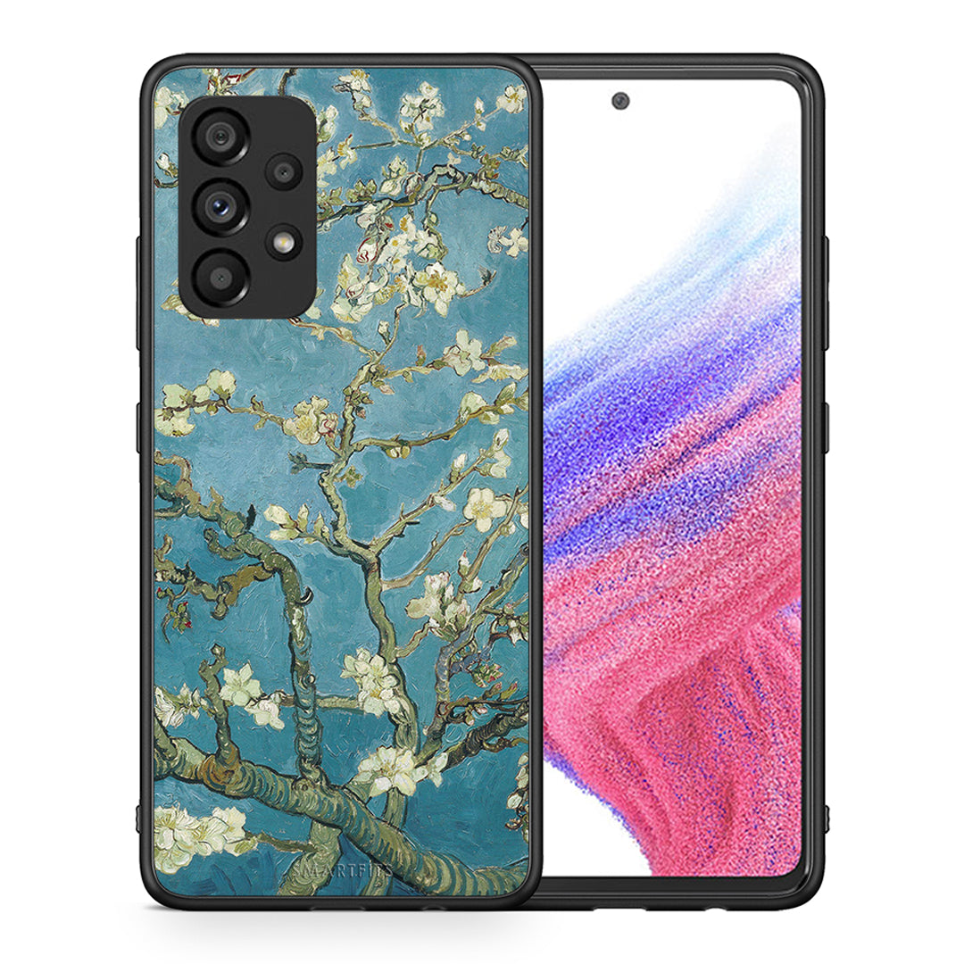 Θήκη Samsung A53 5G White Blossoms από τη Smartfits με σχέδιο στο πίσω μέρος και μαύρο περίβλημα | Samsung A53 5G White Blossoms case with colorful back and black bezels