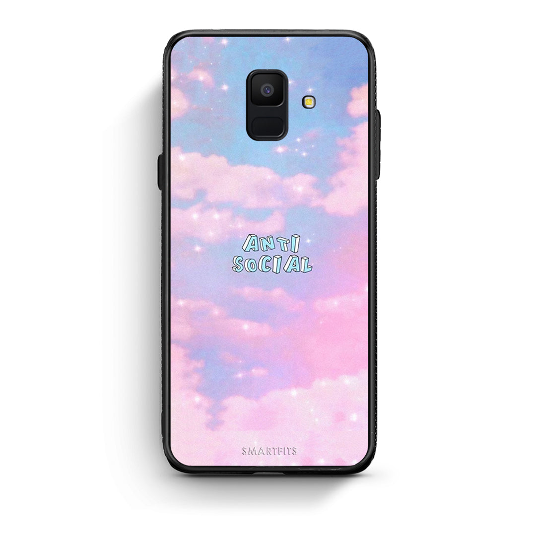 samsung A6 Anti Social Θήκη Αγίου Βαλεντίνου από τη Smartfits με σχέδιο στο πίσω μέρος και μαύρο περίβλημα | Smartphone case with colorful back and black bezels by Smartfits