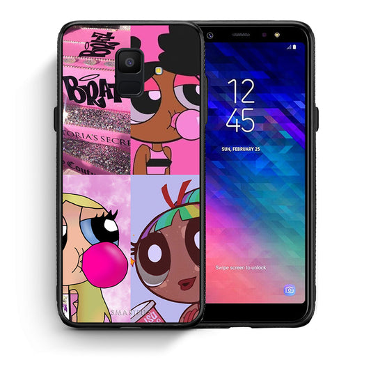 Θήκη Αγίου Βαλεντίνου Samsung A6 2018 Bubble Girls από τη Smartfits με σχέδιο στο πίσω μέρος και μαύρο περίβλημα | Samsung A6 2018 Bubble Girls case with colorful back and black bezels