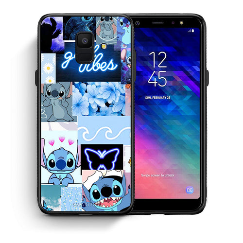 Θήκη Αγίου Βαλεντίνου Samsung A6 2018 Collage Good Vibes από τη Smartfits με σχέδιο στο πίσω μέρος και μαύρο περίβλημα | Samsung A6 2018 Collage Good Vibes case with colorful back and black bezels