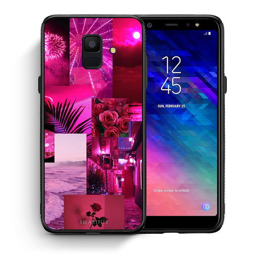 Θήκη Αγίου Βαλεντίνου Samsung A6 2018 Collage Red Roses από τη Smartfits με σχέδιο στο πίσω μέρος και μαύρο περίβλημα | Samsung A6 2018 Collage Red Roses case with colorful back and black bezels
