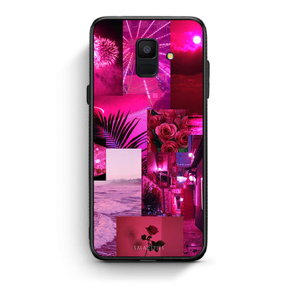 samsung A6 Collage Red Roses Θήκη Αγίου Βαλεντίνου από τη Smartfits με σχέδιο στο πίσω μέρος και μαύρο περίβλημα | Smartphone case with colorful back and black bezels by Smartfits