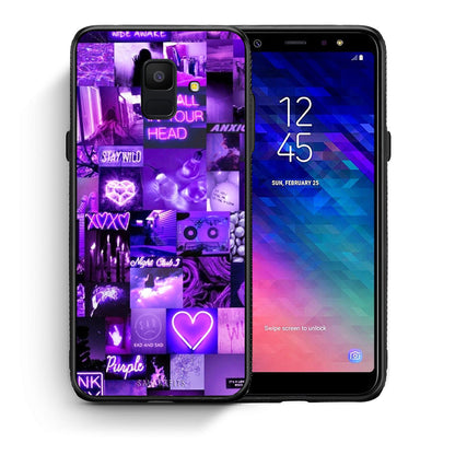 Θήκη Αγίου Βαλεντίνου Samsung A6 2018 Collage Stay Wild από τη Smartfits με σχέδιο στο πίσω μέρος και μαύρο περίβλημα | Samsung A6 2018 Collage Stay Wild case with colorful back and black bezels