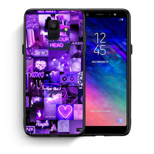 Θήκη Αγίου Βαλεντίνου Samsung A6 2018 Collage Stay Wild από τη Smartfits με σχέδιο στο πίσω μέρος και μαύρο περίβλημα | Samsung A6 2018 Collage Stay Wild case with colorful back and black bezels