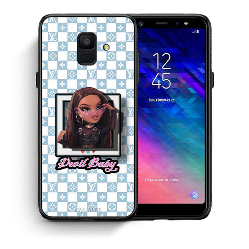 Θήκη Αγίου Βαλεντίνου Samsung A6 2018 Devil Baby από τη Smartfits με σχέδιο στο πίσω μέρος και μαύρο περίβλημα | Samsung A6 2018 Devil Baby case with colorful back and black bezels