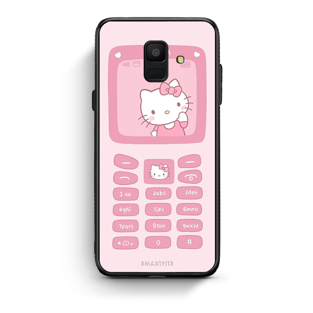 samsung A6 Hello Kitten Θήκη Αγίου Βαλεντίνου από τη Smartfits με σχέδιο στο πίσω μέρος και μαύρο περίβλημα | Smartphone case with colorful back and black bezels by Smartfits