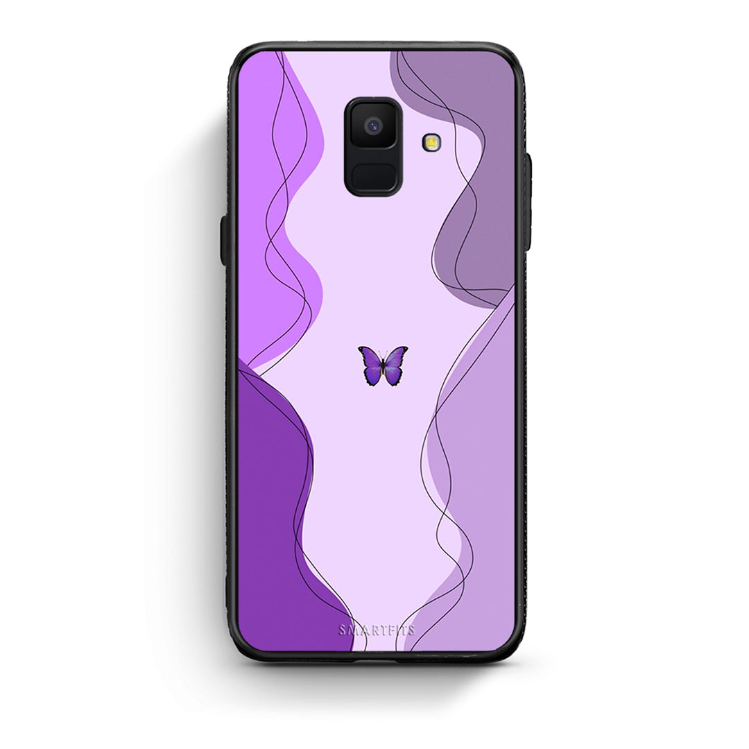 samsung A6 Purple Mariposa Θήκη Αγίου Βαλεντίνου από τη Smartfits με σχέδιο στο πίσω μέρος και μαύρο περίβλημα | Smartphone case with colorful back and black bezels by Smartfits