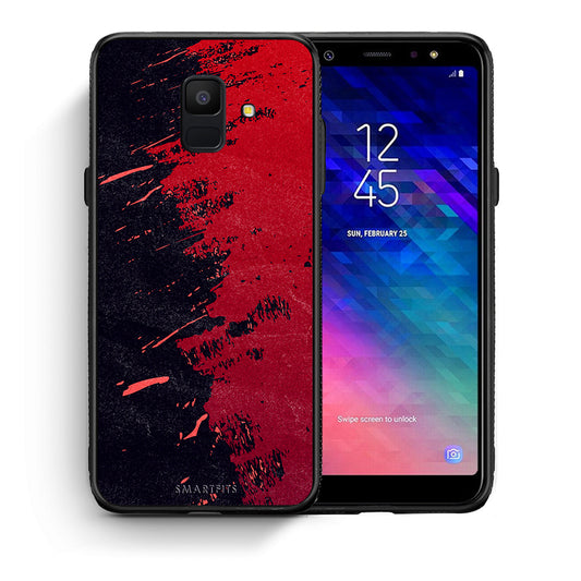 Θήκη Αγίου Βαλεντίνου Samsung A6 2018 Red Paint από τη Smartfits με σχέδιο στο πίσω μέρος και μαύρο περίβλημα | Samsung A6 2018 Red Paint case with colorful back and black bezels