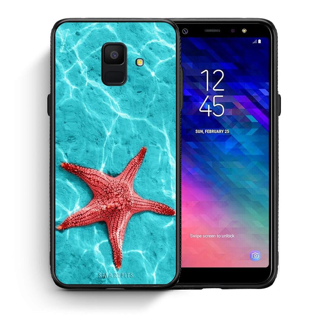 Θήκη Samsung A6 2018 Red Starfish από τη Smartfits με σχέδιο στο πίσω μέρος και μαύρο περίβλημα | Samsung A6 2018 Red Starfish case with colorful back and black bezels