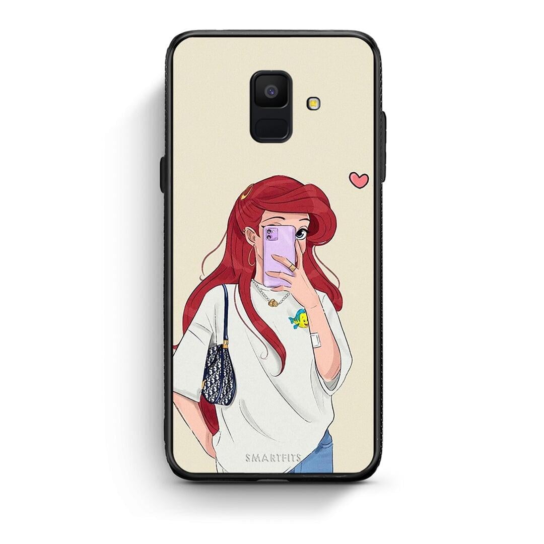 samsung A6 Walking Mermaid Θήκη από τη Smartfits με σχέδιο στο πίσω μέρος και μαύρο περίβλημα | Smartphone case with colorful back and black bezels by Smartfits