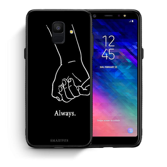 Θήκη Αγίου Βαλεντίνου Samsung A6 2018 Always & Forever 1 από τη Smartfits με σχέδιο στο πίσω μέρος και μαύρο περίβλημα | Samsung A6 2018 Always & Forever 1 case with colorful back and black bezels