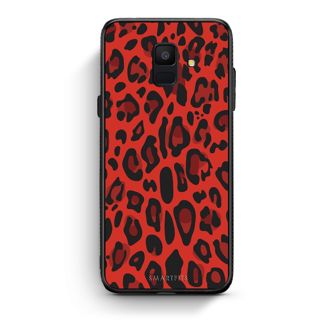 4 - samsung galaxy A6 Red Leopard Animal case, cover, bumper