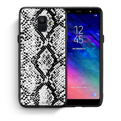 Θήκη Samsung A6 2018 White Snake Animal από τη Smartfits με σχέδιο στο πίσω μέρος και μαύρο περίβλημα | Samsung A6 2018 White Snake Animal case with colorful back and black bezels