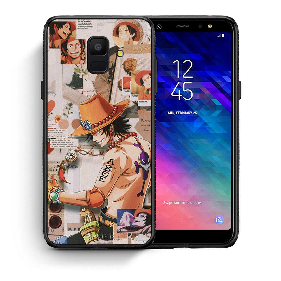 Θήκη Samsung A6 2018 Anime Collage από τη Smartfits με σχέδιο στο πίσω μέρος και μαύρο περίβλημα | Samsung A6 2018 Anime Collage case with colorful back and black bezels