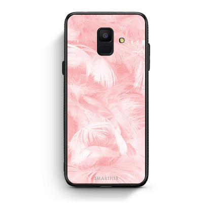 33 - samsung galaxy A6  Pink Feather Boho case, cover, bumper