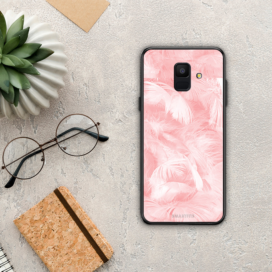 Boho Pink Feather - Samsung Galaxy A6 2018 θήκη