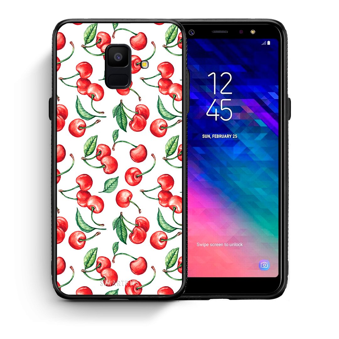 Θήκη Samsung A6 2018 Cherry Summer από τη Smartfits με σχέδιο στο πίσω μέρος και μαύρο περίβλημα | Samsung A6 2018 Cherry Summer case with colorful back and black bezels