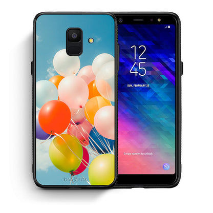 Θήκη Samsung A6 2018 Colorful Balloons από τη Smartfits με σχέδιο στο πίσω μέρος και μαύρο περίβλημα | Samsung A6 2018 Colorful Balloons case with colorful back and black bezels