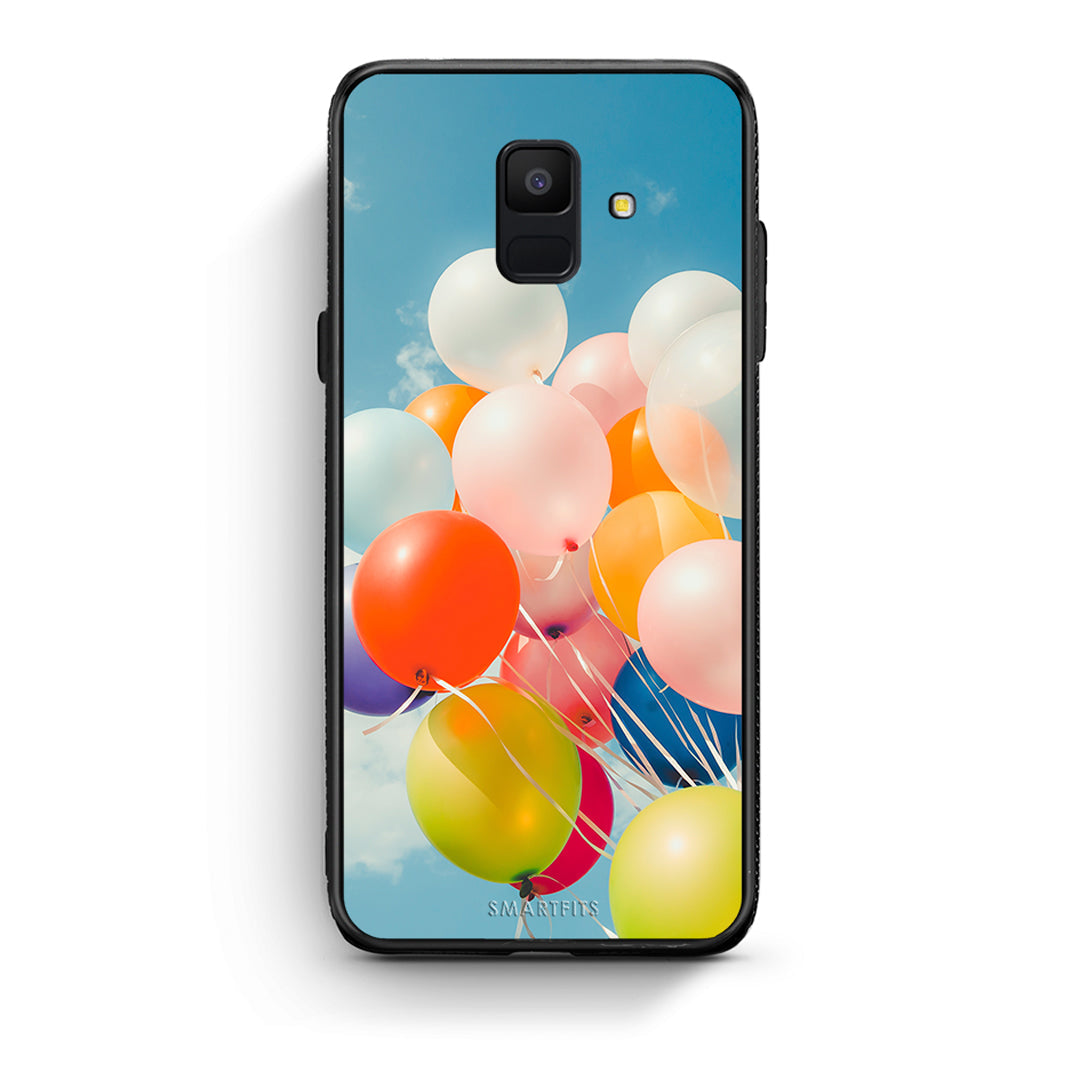 samsung A6 Colorful Balloons θήκη από τη Smartfits με σχέδιο στο πίσω μέρος και μαύρο περίβλημα | Smartphone case with colorful back and black bezels by Smartfits