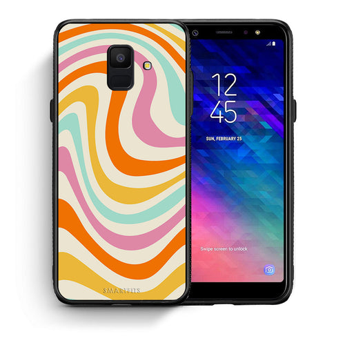 Θήκη Samsung A6 2018 Colourful Waves από τη Smartfits με σχέδιο στο πίσω μέρος και μαύρο περίβλημα | Samsung A6 2018 Colourful Waves case with colorful back and black bezels