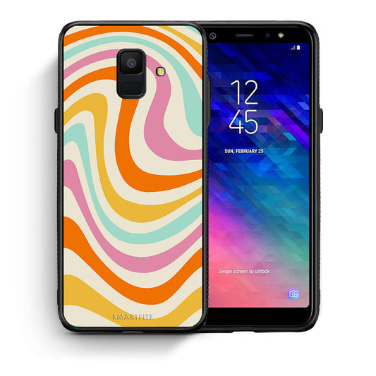 Θήκη Samsung A6 2018 Colourful Waves από τη Smartfits με σχέδιο στο πίσω μέρος και μαύρο περίβλημα | Samsung A6 2018 Colourful Waves case with colorful back and black bezels