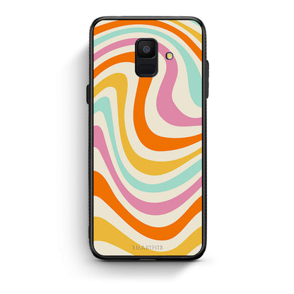 samsung A6 Colourful Waves θήκη από τη Smartfits με σχέδιο στο πίσω μέρος και μαύρο περίβλημα | Smartphone case with colorful back and black bezels by Smartfits