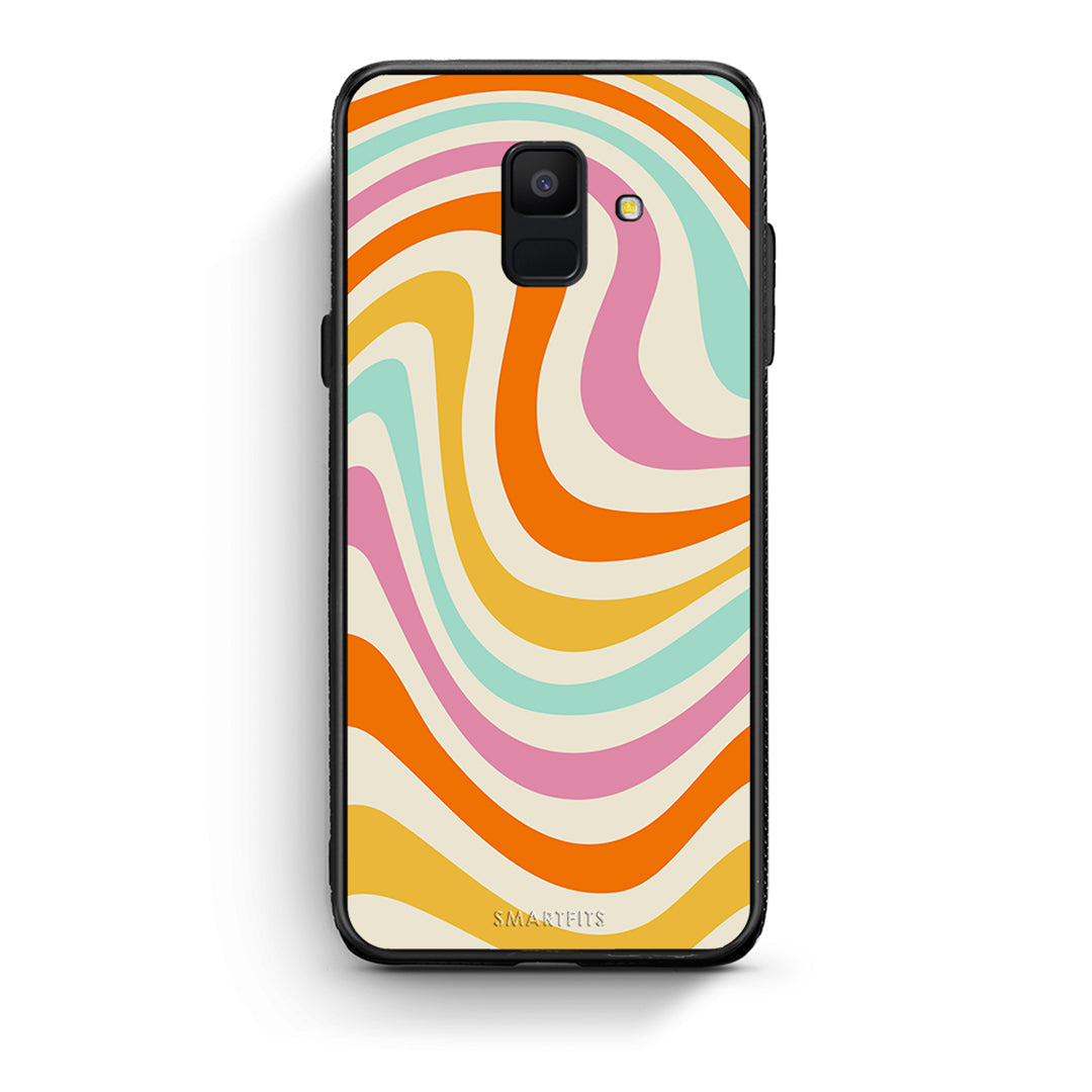 samsung A6 Colourful Waves θήκη από τη Smartfits με σχέδιο στο πίσω μέρος και μαύρο περίβλημα | Smartphone case with colorful back and black bezels by Smartfits