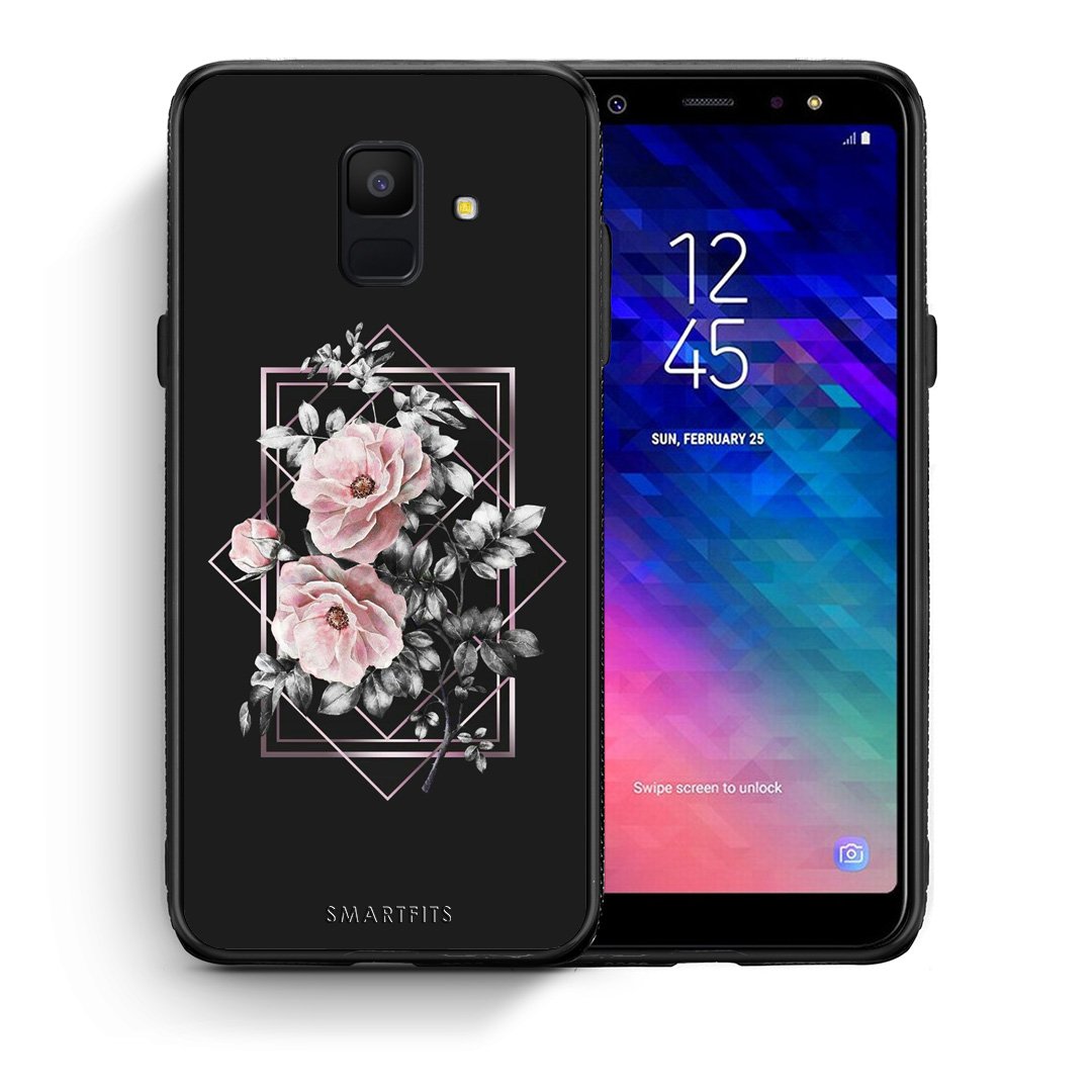 Θήκη Samsung A6 2018 Frame Flower από τη Smartfits με σχέδιο στο πίσω μέρος και μαύρο περίβλημα | Samsung A6 2018 Frame Flower case with colorful back and black bezels