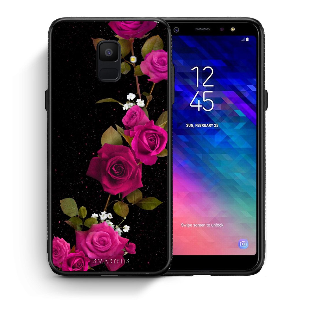 Θήκη Samsung A6 2018 Red Roses Flower από τη Smartfits με σχέδιο στο πίσω μέρος και μαύρο περίβλημα | Samsung A6 2018 Red Roses Flower case with colorful back and black bezels
