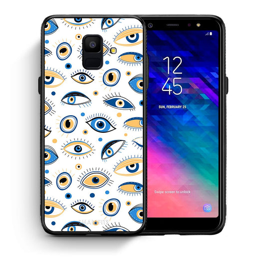 Θήκη Samsung A6 2018 Ftou Ftou από τη Smartfits με σχέδιο στο πίσω μέρος και μαύρο περίβλημα | Samsung A6 2018 Ftou Ftou case with colorful back and black bezels