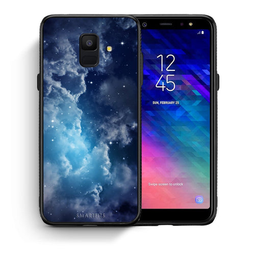 Θήκη Samsung A6 2018 Blue Sky Galaxy από τη Smartfits με σχέδιο στο πίσω μέρος και μαύρο περίβλημα | Samsung A6 2018 Blue Sky Galaxy case with colorful back and black bezels